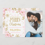 Faire-part de grossesse Carte photo de Noël Or (Devant / Derrière)