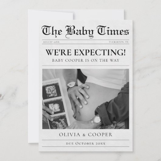 Faire-part de grossesse dans le journal (Devant)