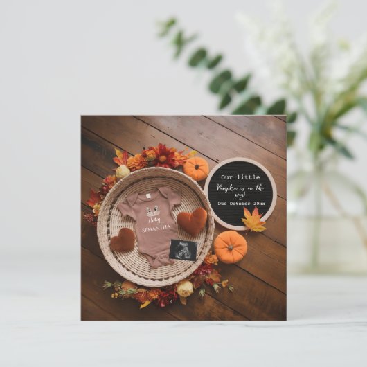 Faire-part de grossesse d'automne doux (Debout devant)