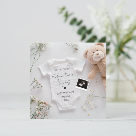 Faire-part de grossesse d'aventure moderne (Debout devant)