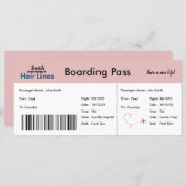 Faire-part de grossesse de billets d'avion (rose/b (Devant / Derrière)