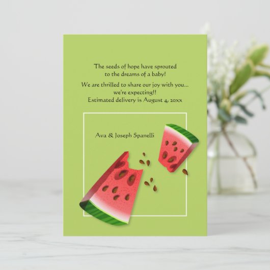 Faire-part de grossesse de graines de pastèque (Debout devant)
