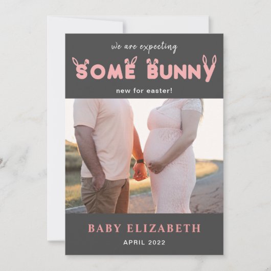 Faire-part de grossesse de Pâques photo drôle lapi (Devant)