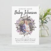 Faire-part de grossesse de photo florale moderne (Debout devant)