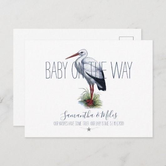 Faire-part de grossesse de Stork (Devant / Derrière)