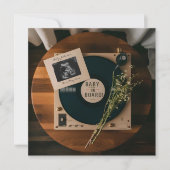 Faire-part de grossesse du lecteur de vinyle vinta (Devant)