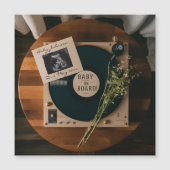 Faire-part de grossesse du lecteur de vinyle vinta (Devant)