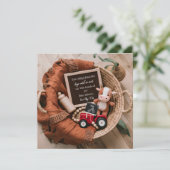 faire-part de grossesse en panier tissé sur le thè (Debout devant)