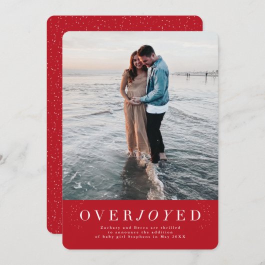 Faire-part de grossesse fériée rouge (Devant / Derrière)