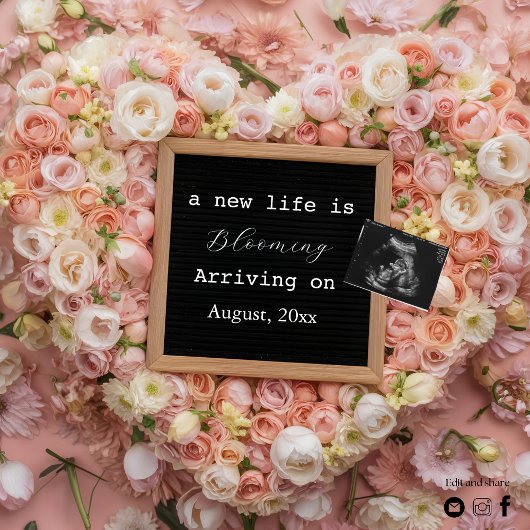 Faire-part de grossesse florale numérique