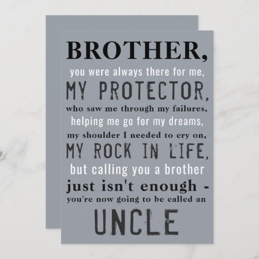 Faire-part de grossesse frère à oncle (Devant / Derrière)