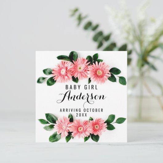 Faire-part de grossesse - Gerbera rose (Debout devant)