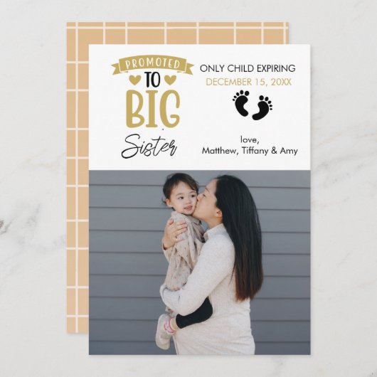 Faire-part de grossesse | Grande soeur (Devant / Derrière)