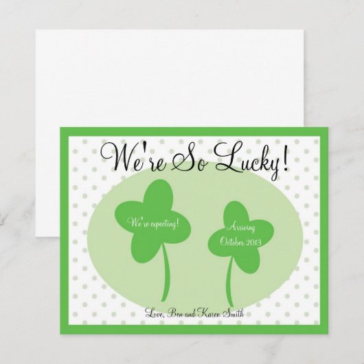Faire-part de grossesse Jour de la Saint Patrick / (Devant / Derrière)
