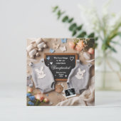 Faire-part de grossesse jumelle - Neutre sur le ge (Debout devant)