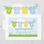 Faire-part de grossesse | Ligne de linge lunaire (Devant / Derrière)