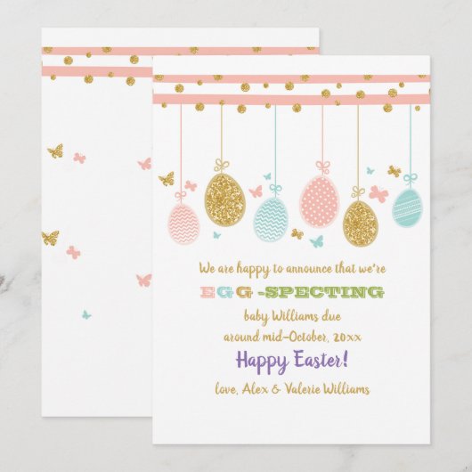 Faire-part de grossesse mobile des oeufs (Devant / Derrière)