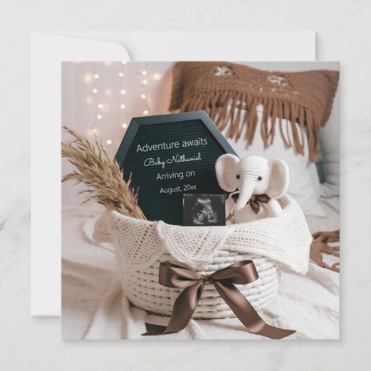 Faire-part de grossesse neutre Boho Pampas (Devant)