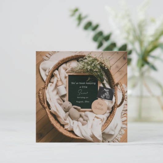 Faire-part de grossesse neutre pour boho modifiabl (Debout devant)