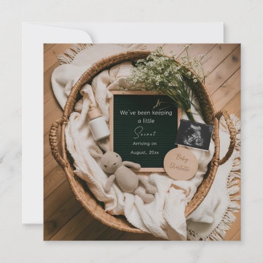 Faire-part de grossesse neutre pour boho modifiabl (Devant)