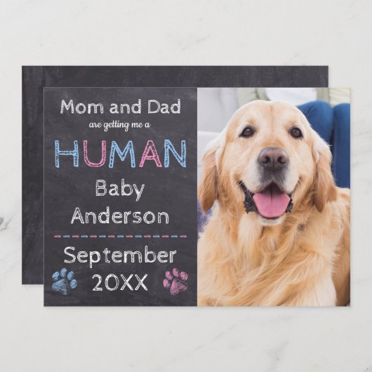 Faire-part de grossesse pour bébé chien (Devant / Derrière)