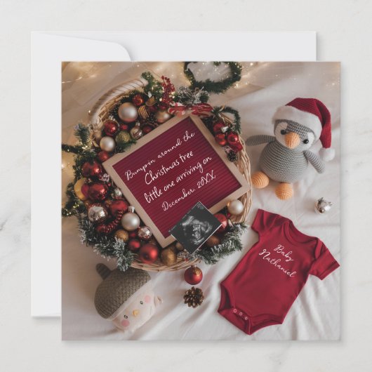 Faire-part de grossesse sur le thème de Noël (Devant)