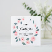 Faire-part de grossesse - Verdure rose Wreath (Debout devant)