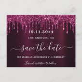 Faire-part de jour de naissance bordeaux paillette (Devant)