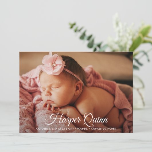 Faire-part de la carte faire-part de naissance (Debout devant)