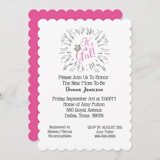 Faire-part de la fête de la couronne de la petite (Devant / Derrière)