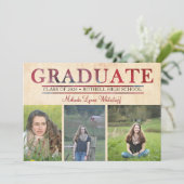 Faire-part de la graduation photo et Invitation du (Debout devant)