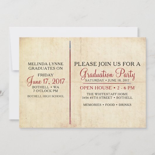 Faire-part de la graduation photo et Invitation du (Dos)