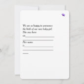 Faire-part de la nouvelle petite fille avec feux d (Dos)