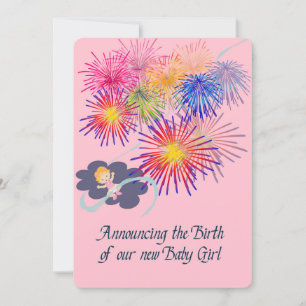 Faire-part de la nouvelle petite fille avec feux d