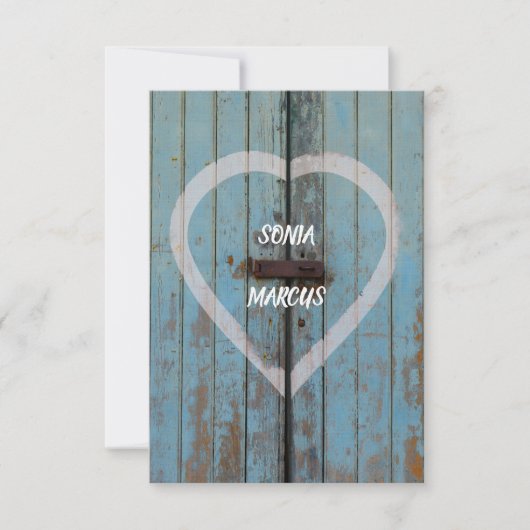 Faire-part de la porte de la grange rustique Fianç (Devant)