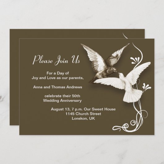 faire-part de l'anniversaire de mariage (Devant / Derrière)