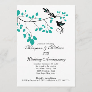 Faire-part de l'anniversaire de mariage des oiseau