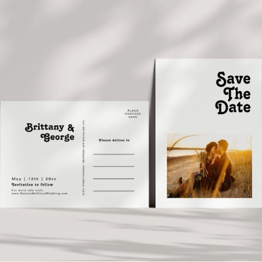 Faire-part de lettre de photo de lettrage rétro mo