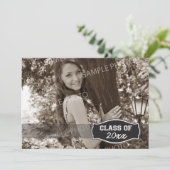 Faire-part de licence photo simple (noir) (Debout devant)