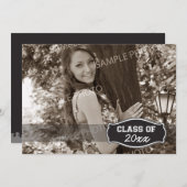 Faire-part de licence photo simple (noir) (Devant / Derrière)