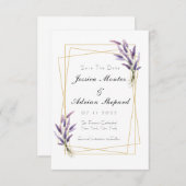 Faire-part de lilac et or (Devant / Derrière)