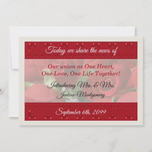 Faire-part de l'Union civile Mariage lesbienne (Dos)