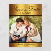 Faire-Part de Luxe Mariage Photo Noir et Or (Devant)