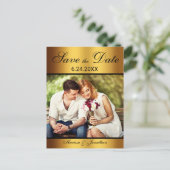 Faire-Part de Luxe Mariage Photo Noir et Or (Debout devant)