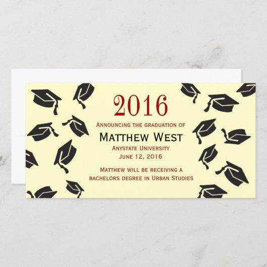 Faire-part de majuscules - Rouge (Devant / Derrière)