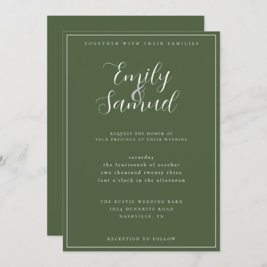 Faire-part de mariage (Devant / Derrière)