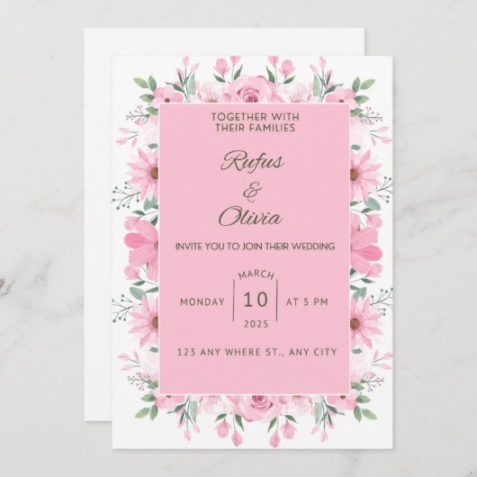 Faire-part de mariage. (Devant / Derrière)