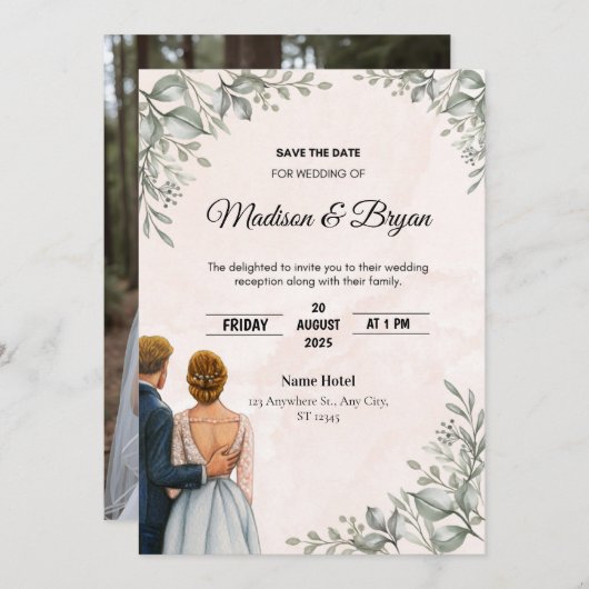 Faire-part de mariage (Devant / Derrière)