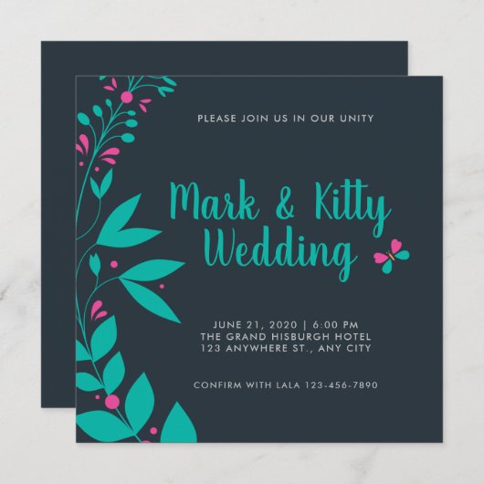 Faire-part de mariage (Devant / Derrière)