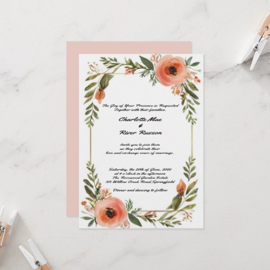 faire-part de mariage (Devant/Arrière en situation)